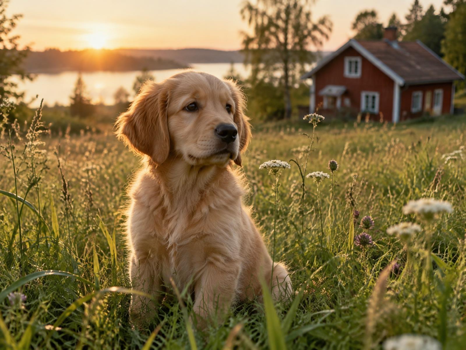 Valp i en svensk sommaräng